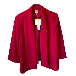 ANNE KLEIN DRAPE FRONT JACKET/BLAZER , RED, SIZE MEDIUM